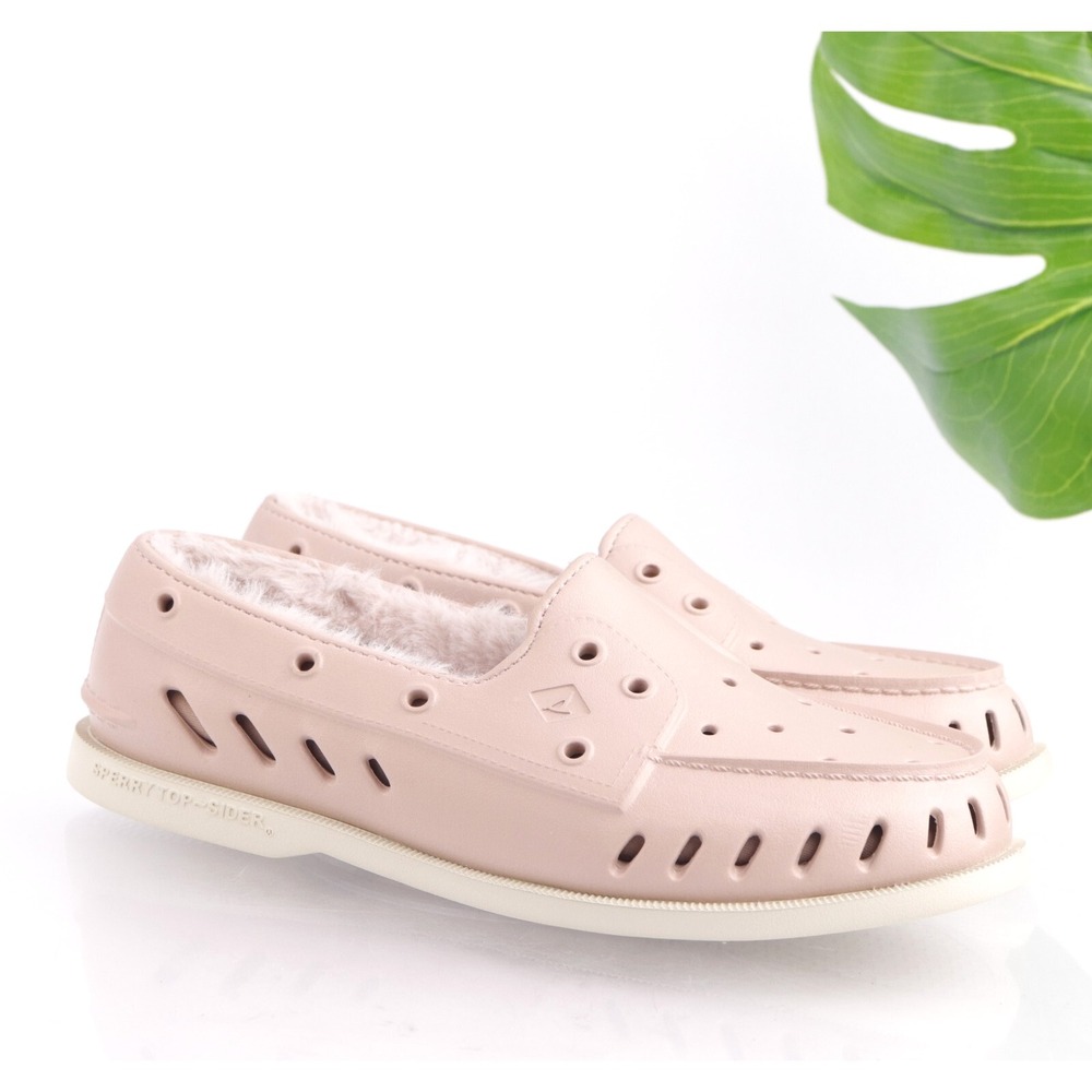Sperry Womens Float Slip On Shoe Size 10 Pink Clog Plush Sherpa Fur Lined Loafer